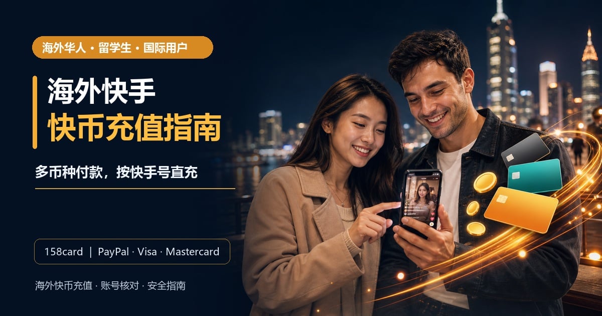 海外快手快币充值指南，158card支持多币种付款和快手号直充